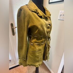 Elegant Olive Leather Jacket for Women